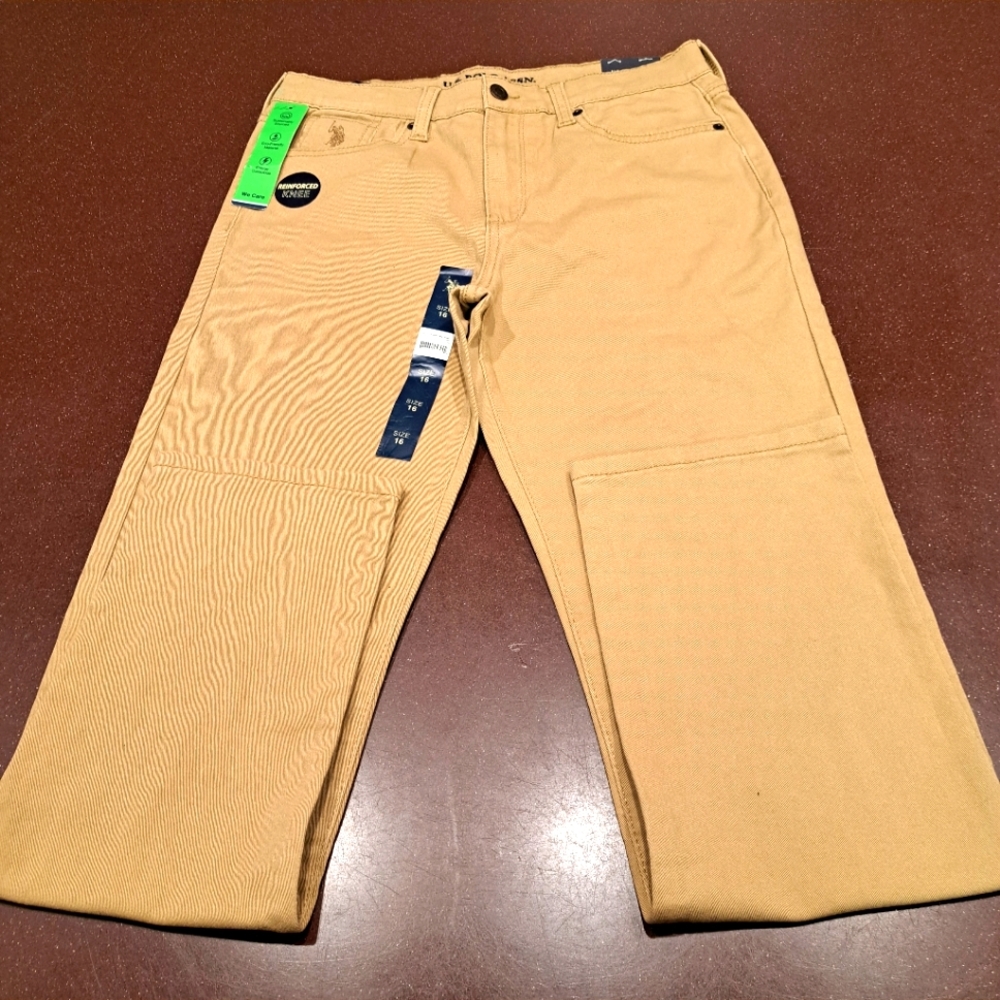 US Polo Association boys straight twill pant honey size 16